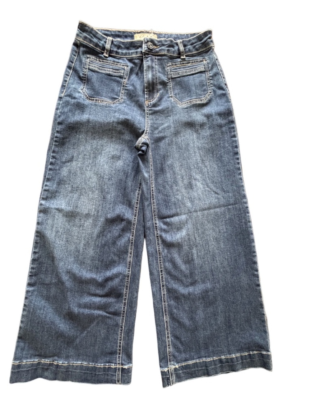 Charlie B cropped front patch pocket wide leg jeans size 6